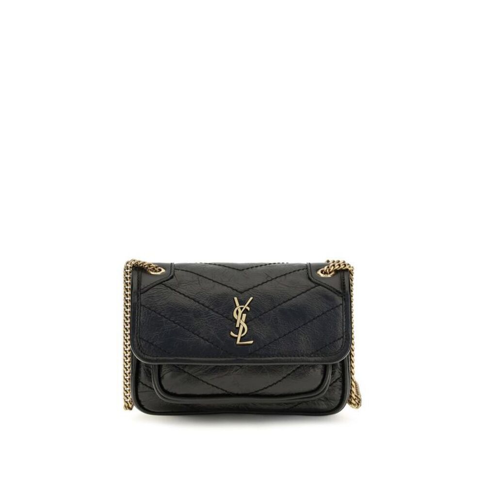 Saint Laurent Black Calf Leather Bos Taurus Shoulder Women's Bag